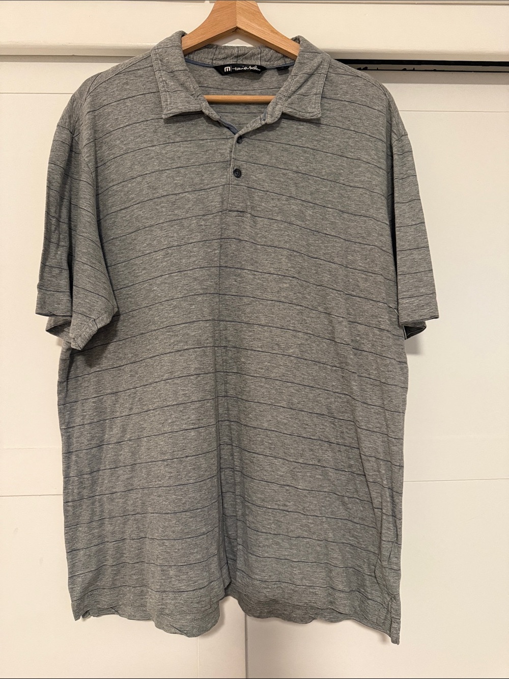 Travis Mathew Classic Gray Striped Men's Polo Shirt